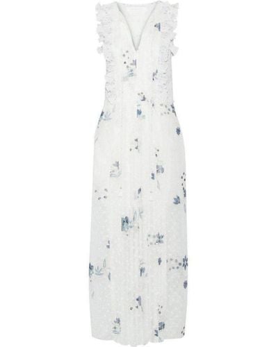 Chloé Ruffle Trimmed Printed Fil Coupe Maxi Dress - White