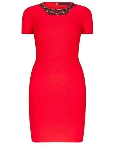 BCBGMAXAZRIA Kaylen Embellished Cutout-back Dress - Red