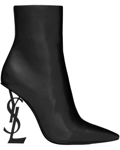 Saint Laurent Opyum Leather Ankle Boots - Black