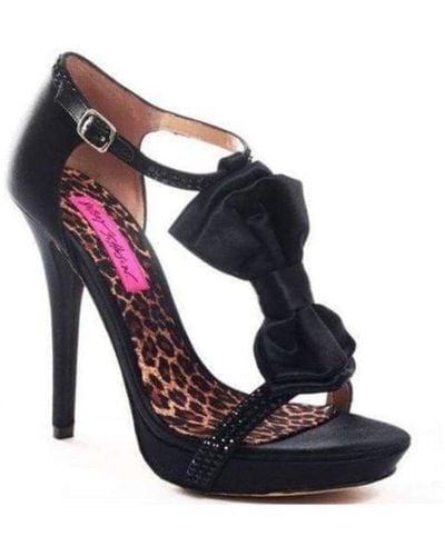 Betsey Johnson Satin Bowtie With Rhinestones Court Shoes - Black