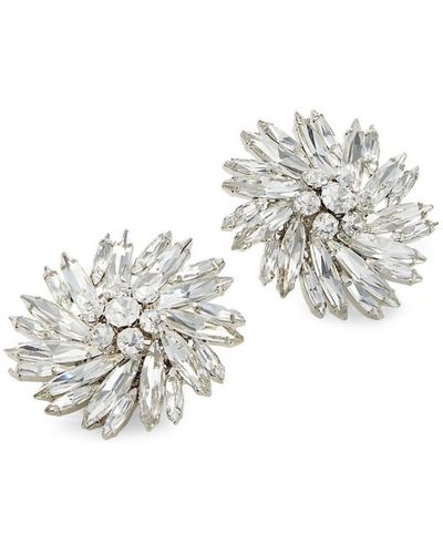 Alessandra Rich Crystal Flower Clip-on Earrings - Metallic