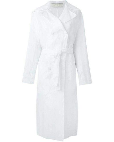 Nina Ricci Cotton Organza Mesh Double Breasted Overcoat - White