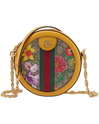Gucci Ophidia GG Flora Round Shoulder Bag - Yellow