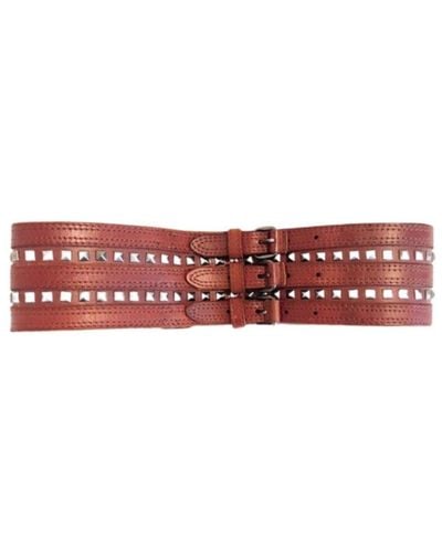 BCBGMAXAZRIA Studded Cognac Waist Leather Belt - Red