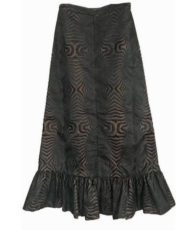 Manish Arora Embroidered Maxi Ruffle Hem Skirt - Black