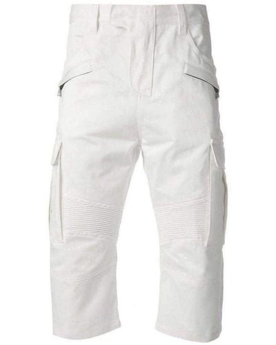 Balmain Cotton Cargo Biker Shorts - White
