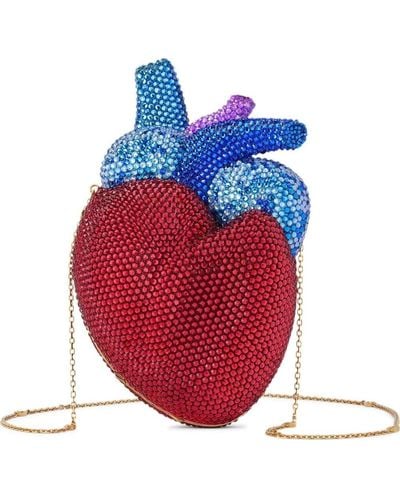 Gucci Broadway Heart Crystal-embellished Clutch Bag - Red