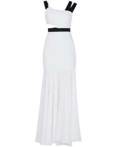 BCBGMAXAZRIA One Shoulder Cutout Waist Gown - White