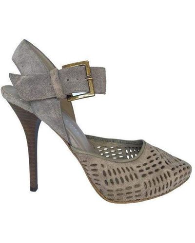 Latitude Femme Laser Cutout Leather Sandal Shoes - Gray