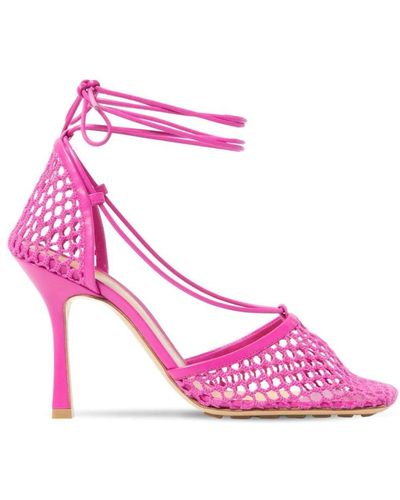 Bottega Veneta Leather Stretch Lace-up Court Shoes - Pink