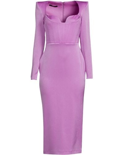 Alex Perry Blythe Satin Crepe Corset Dress - Purple