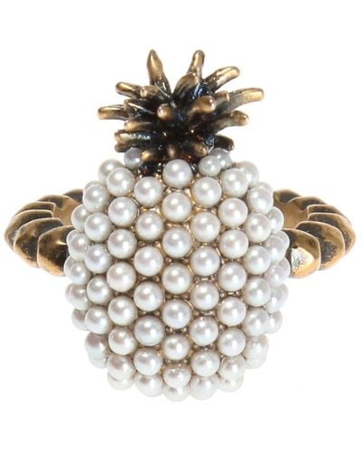 Gucci Gold Pearl Pineapple Ring - Metallic