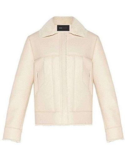 BCBGMAXAZRIA Carlton Faux Leather Aviator Jacket - White