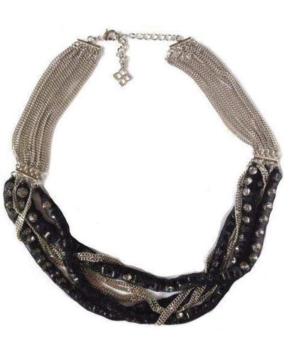 BCBGMAXAZRIA Braided Silver Multiple Chain Necklace - Metallic