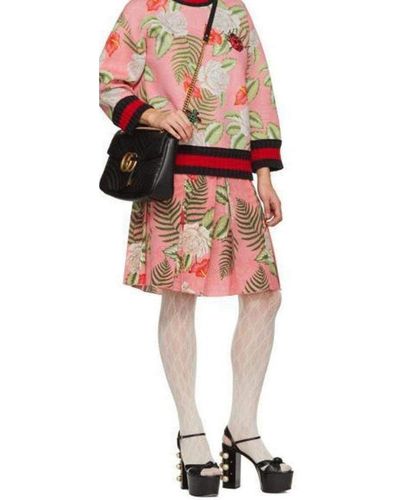 Gucci Pink Floral Pleated Mini Skirt
