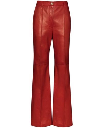 Gucci Red Plonge Leather Flare Trousers