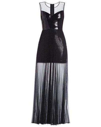 BCBGMAXAZRIA Cynthia Sequinned Detail Pleated Gown - Black