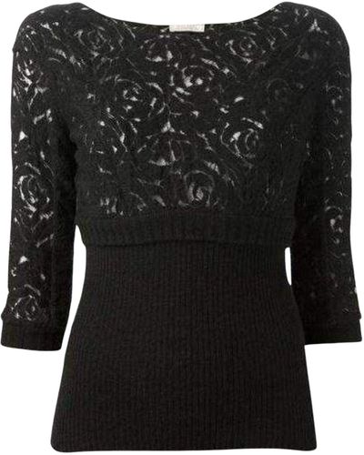 Nina Ricci Black Wool Blend Lace Sweater
