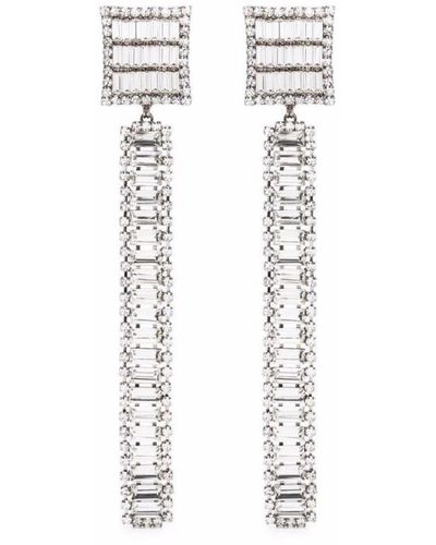 Alessandra Rich Long Crystal-embellished Earrings - White