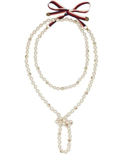 Gucci White Faux Pearls Necklace - Metallic