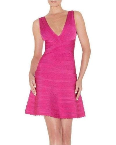 Hervé Léger Nikayla Scalloped Edge Caprice Pink Dress