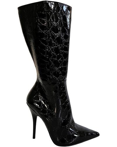 ALDO Black Crock Embossed Patent Leather Boots