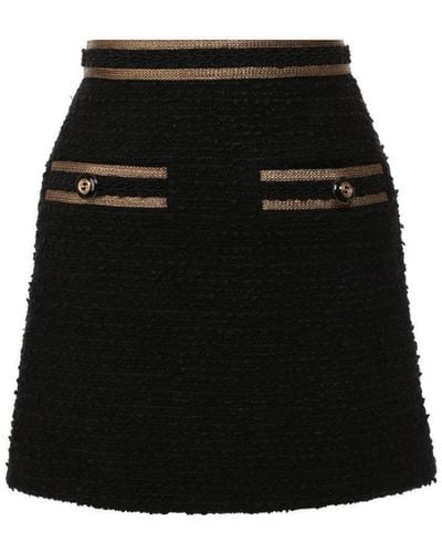 Gucci Metallic-trimmed Cotton-blend Tweed Mini Skirt - Black