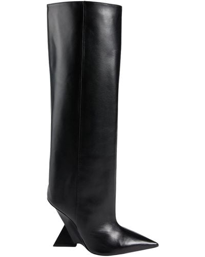 The Attico Cheope Leather Wedge Knee-high Boots - Black