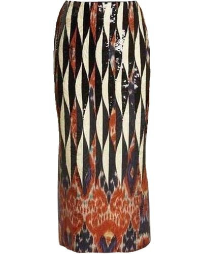 Dries Van Noten Shine Embroidered Ikat Midi Skirt - Multicolor