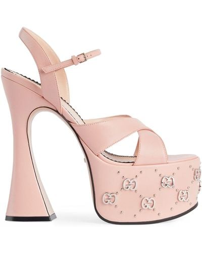 Gucci Leather Platform Sandals 155 - Pink
