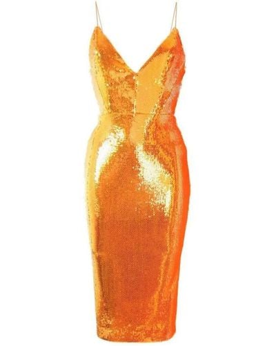 Alex Perry Addilyn Sequinned Midi Dress - Orange