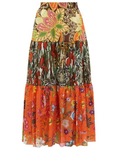 Gucci Patchwork-design Printed Long Skirt - Multicolour