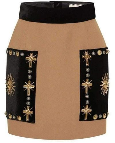 Fausto Puglisi Embellished Velvet Mini Skirt - Brown
