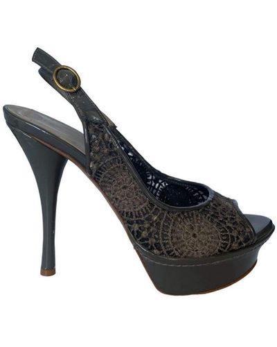 Latitude Femme Patent Leather Platform Sandal Shoes - Grey