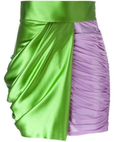 Fausto Puglisi Bi-color Silk Asymmetric Mini Skirt - Green