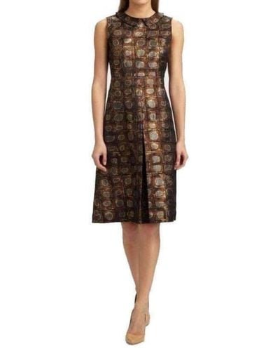 Rochas Printed Organdy Finished Dress - Brown