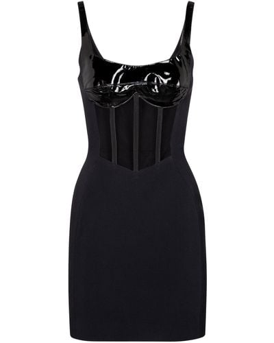 David Koma Patent Leather Corset Mini Dress - Black