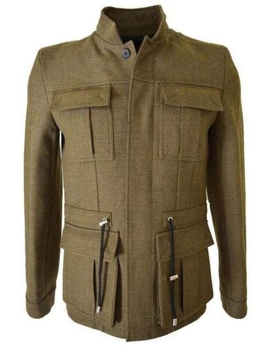 Balmain Military Olive Basic Wool Jacket W4ht735c624 - Green