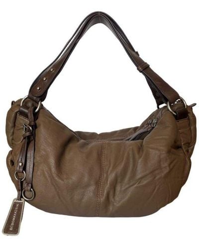BCBGMAXAZRIA Mocha Brown Leather Puffer Shoulder Bag