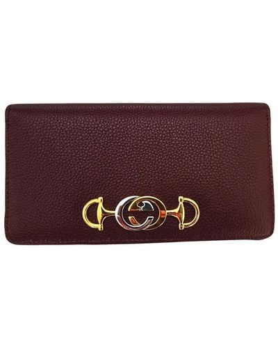 Gucci Zumi Burgundy Zip Around Wallet - Purple