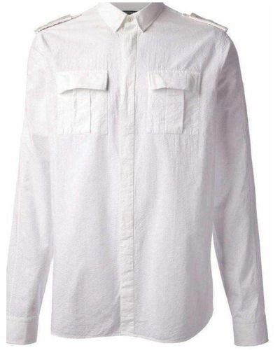 Balmain Cotton Military Shirt Fr 38 (us 8) - White
