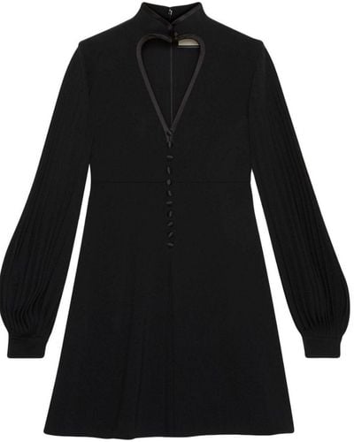 Gucci Heart Cutout Pleated Crepe Dress - Black