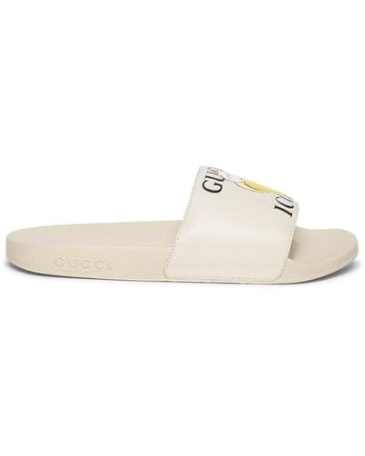 Gucci X Bananya Logo-print Open-toe Slides - White