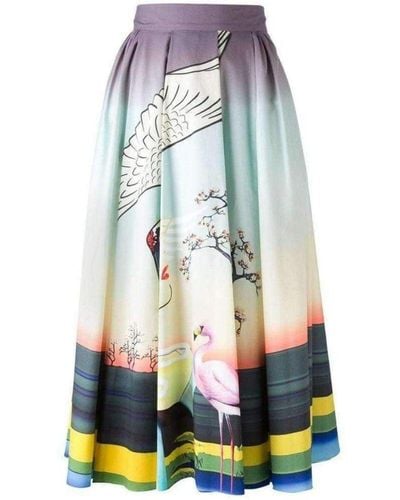 Mary Katrantzou Flamingo Print Cotton Skirt - Multicolour