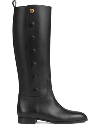 Gucci Knee High Leather Boots - Black