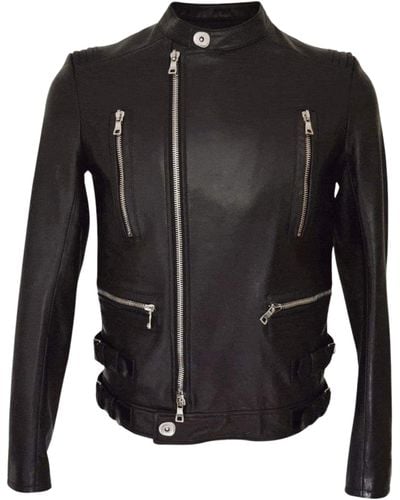 Balmain Leather Biker Jacket Fr 52 - Black
