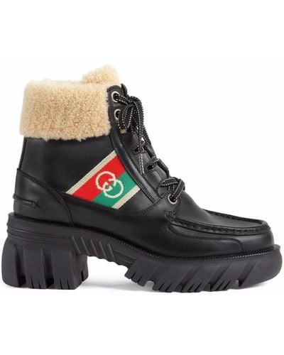 Gucci X North Face Ankle-high Leather Lace-up Boots - Black