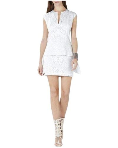 BCBGMAXAZRIA Isabel Draped Side Peplum Dress - White