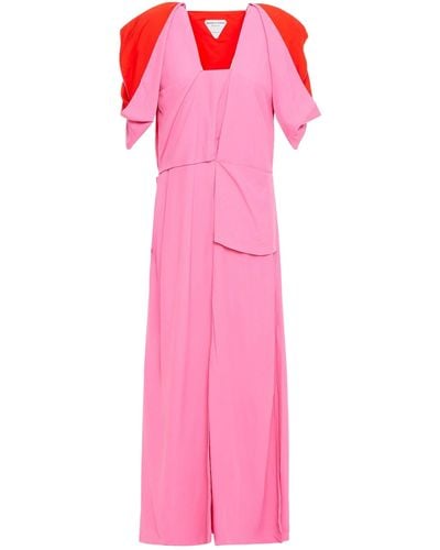 Bottega Veneta Midi Puff Sleeves Midi Dress It 40 (us 4) - Pink