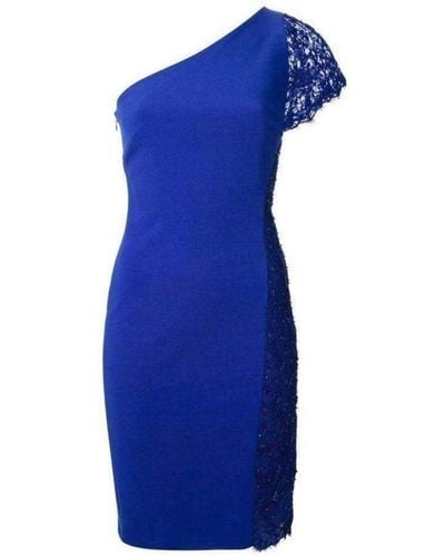 Emilio Pucci Cobalt Blue One Shoulder Silk Blend Dress